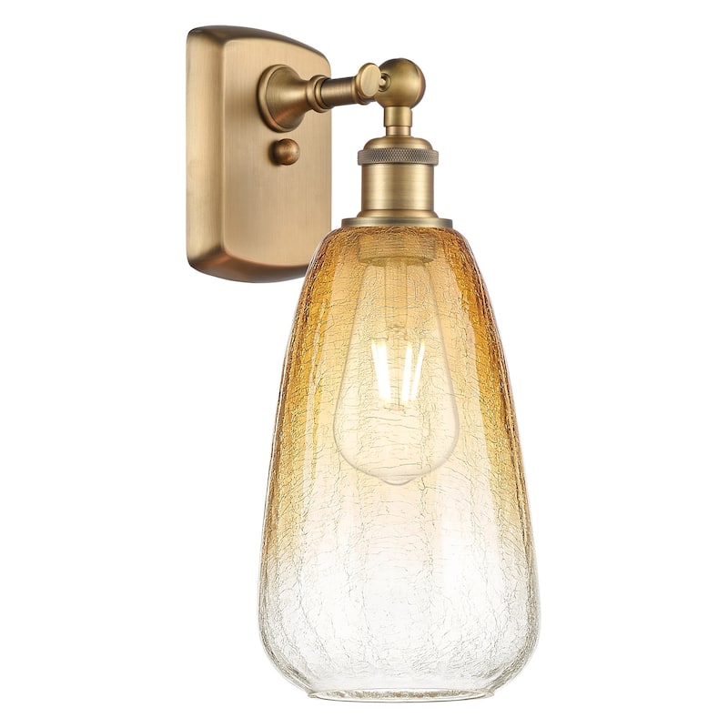 Innovations Lighting 516-1W-14-6 Brookhaven Almond Sconce Brookhaven - Brushed Brass / Amber