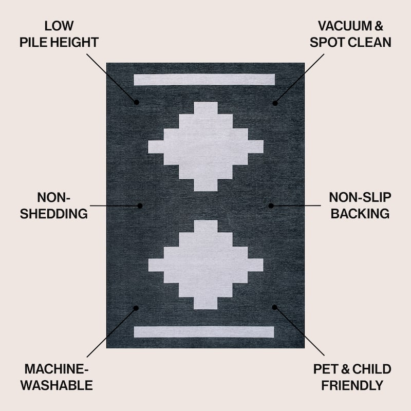 JONATHAN Y Luola Solid Low-Pile Machine Washable Area Rug