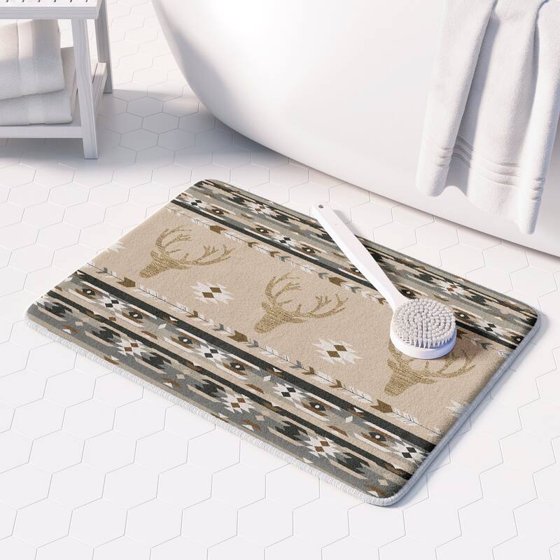 Laural Home Mesa Gray Deer Memory Foam Rug