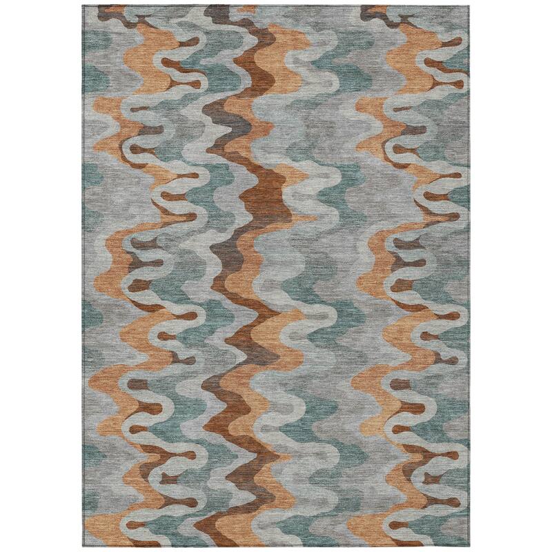 Machine Washable Indoor/ Outdoor Modern Mason Chantille Rug