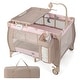 preview thumbnail 3 of 28, Costway Portable Baby Playard Nursery Center Crib with Hanging Toys & - See Details Pink