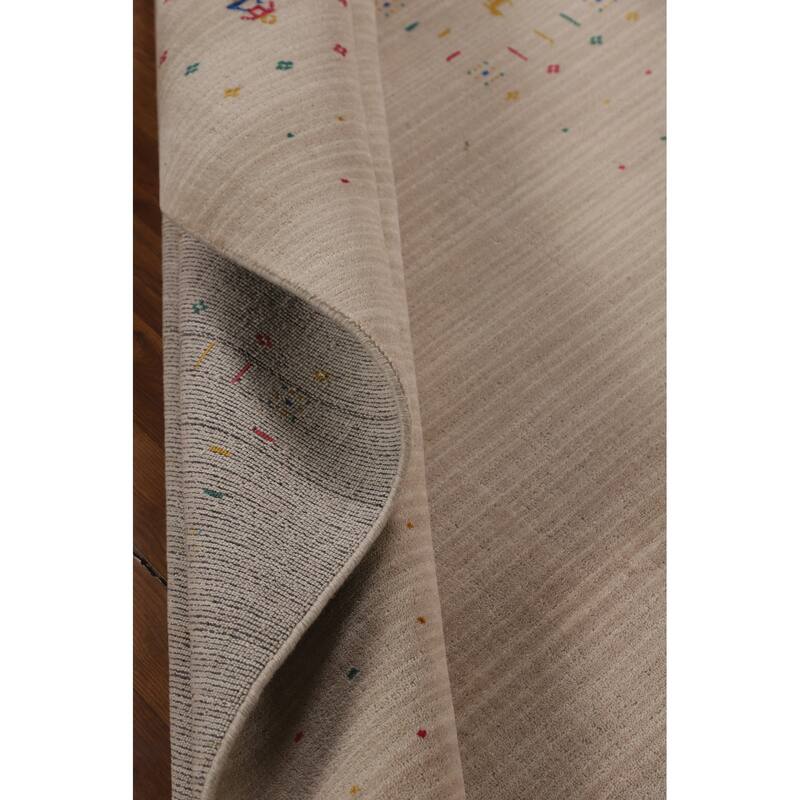 Tribal Gabbeh Indian Area Rug Hand-Knotted Modern Wool Carpet - 5'3"x 7'9"