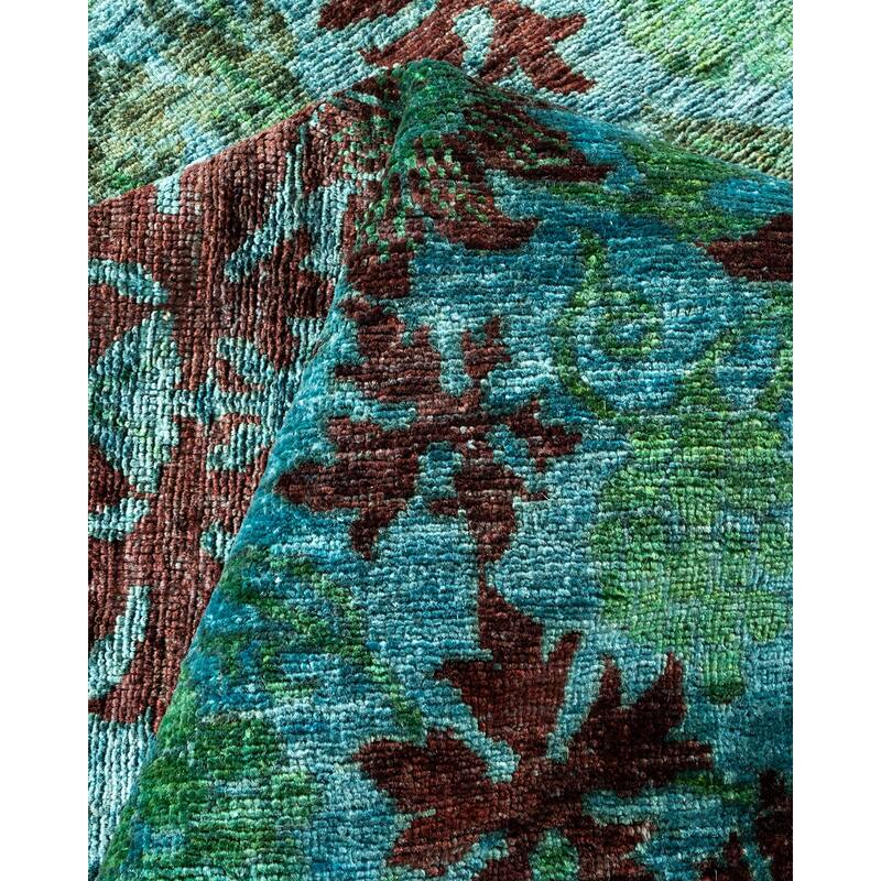 Overton Hand Knotted Wool Vintage Inspired Modern Contemporary Overdyed Light Blue Area Rug - 9' 1" x 11' 10"