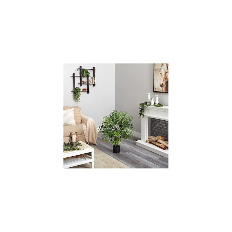 Silk Palm Tree 4Ft Indoor Tropical Decor, Lush Green Artificial Palm Plant for Home Office - 4ft.