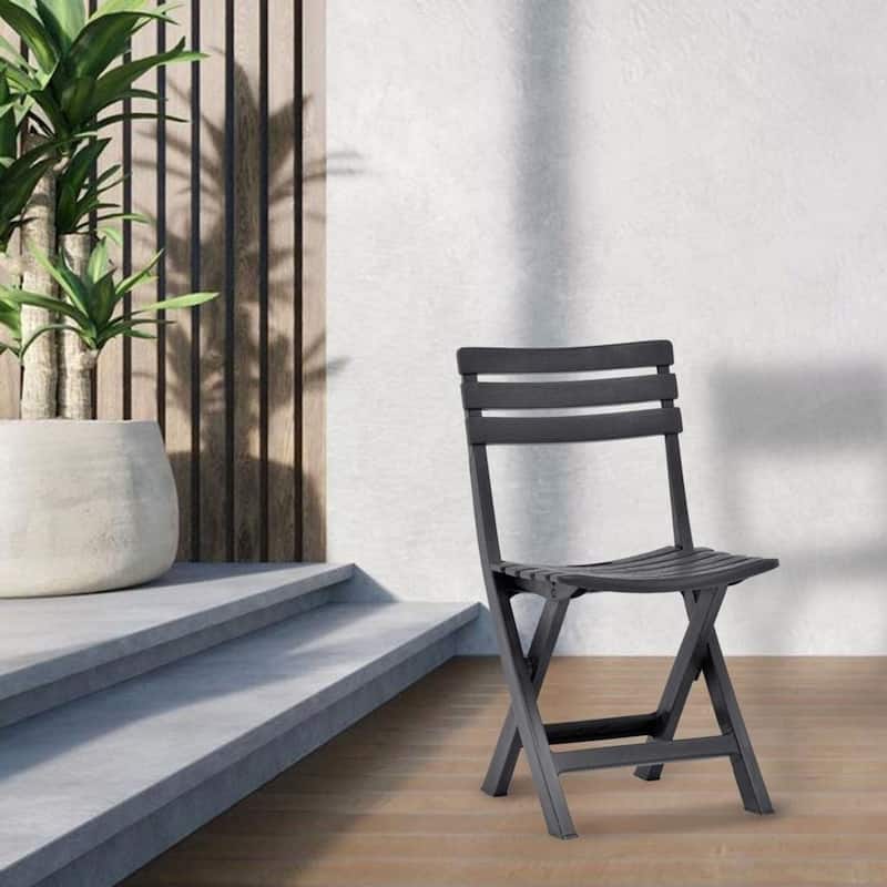 Outdoor Folding Chair Set of 2 Space-Saving UV Resistant Patio Seating