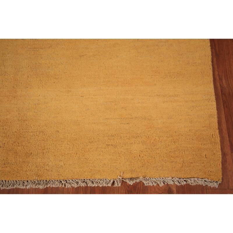Modern Yellow Gabbeh Oriental Area Rug Hand-Knotted Wool Carpet - 5'6" x 7'8"