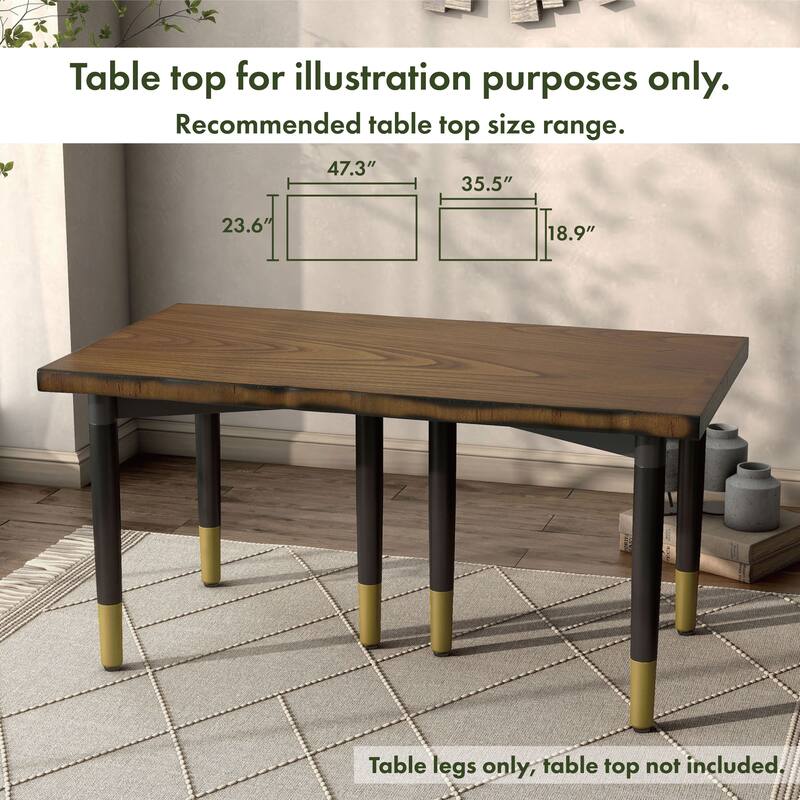 Furniture of America Mil Modern Tapered Black & Gold Table Legs for Coffee Table