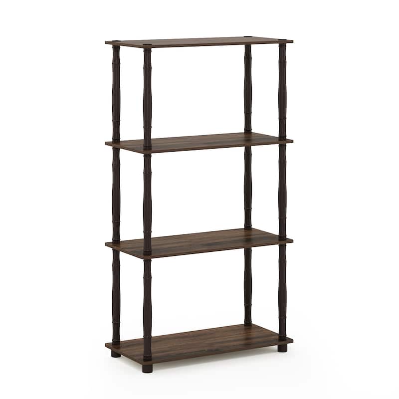 4 Tiers Wood Household Shelving Unit in Walnut/Brown (23.6 in. W x 43.25 in. H x 11.6 in. D) - 23.6