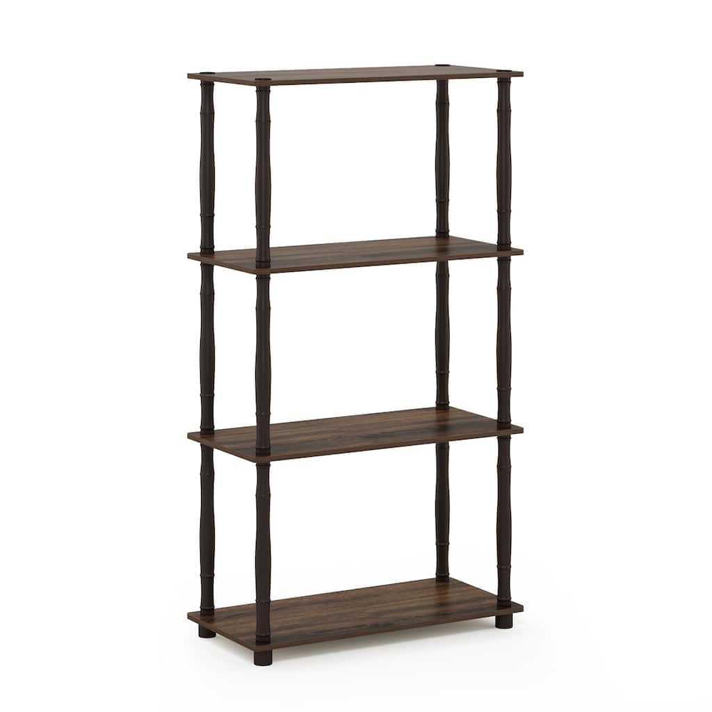 4 Tiers Wood Household Shelving Unit in Walnut/Brown (23.6 in. W x 43.25 in. H x 11.6 in. D) - 23.6