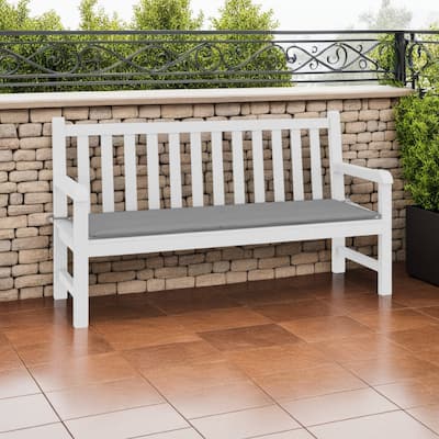 Claire Outdoor Cushion for Bench, Button Tufted Gray Fabric, 59 Inch
