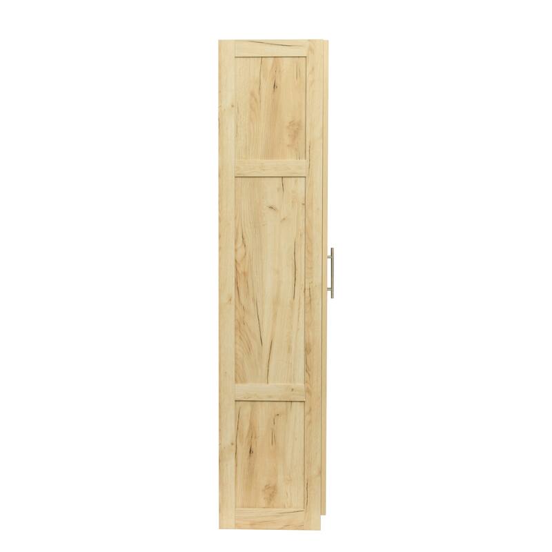 Wood High Wardrobe Cabinet with 4 Storage Spaces and 2 Doors