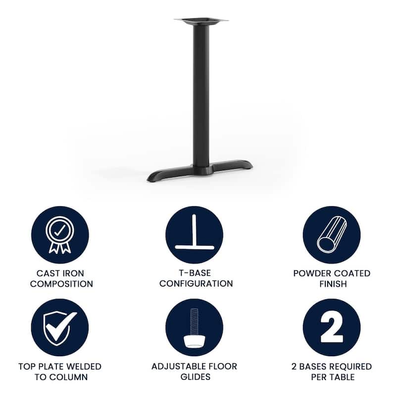 5" x 22" Restaurant Table T-Base with 3" Dia. Table Height Column - 5"D x 22"W x 28"H