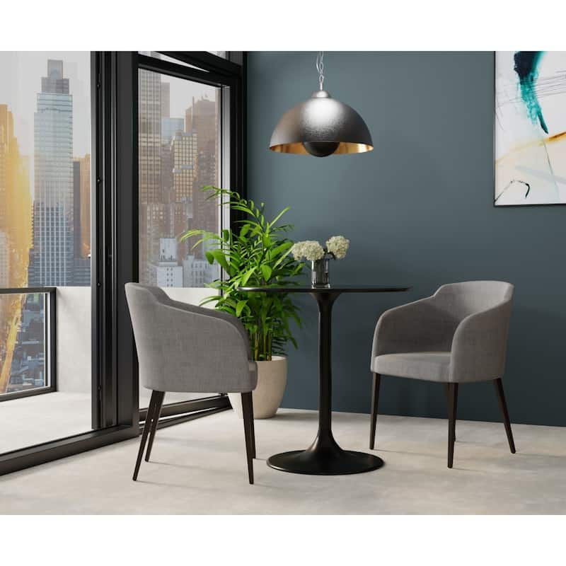 Round Marble Top Pedestal Dining Table - 30" - Black