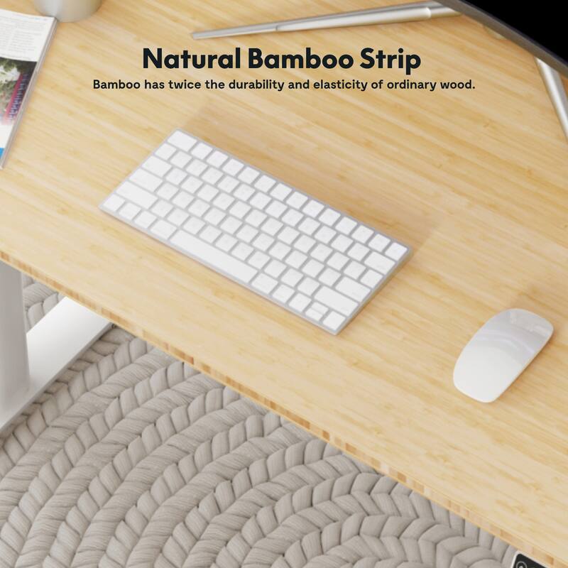 FLEXISPOT Home Office Height Adjustable Standing Desk 3-Stage Dual Motor Bamboo Rectangle Desktop