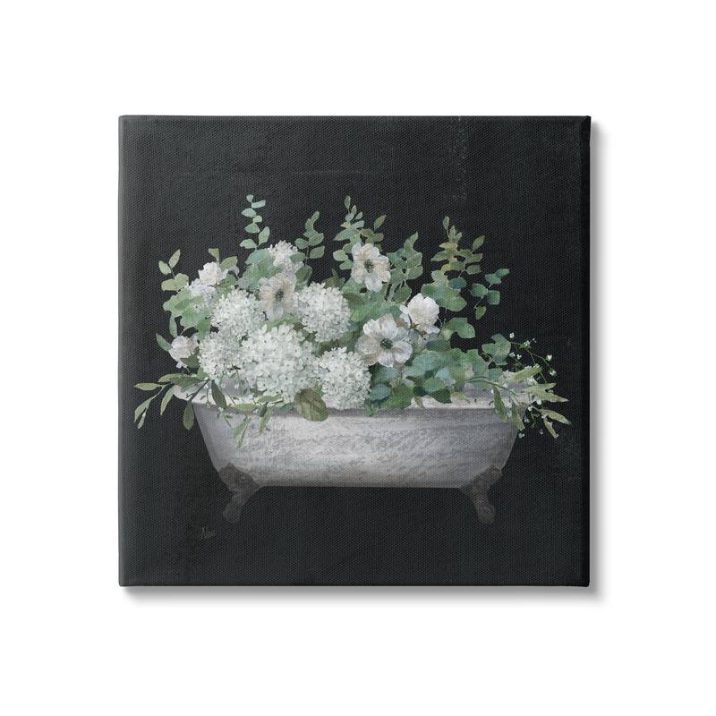 Stupell Vintage Clawed Bathtub Botanical White Flower Bouquet Canvas Wall Art