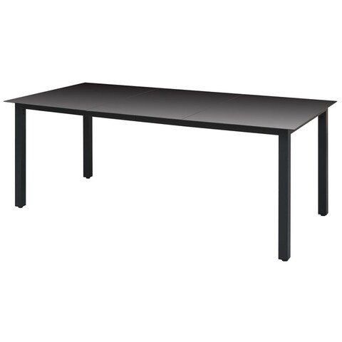 Garden Table Black 74.8"x35.4"x29.1" Aluminium and Glass