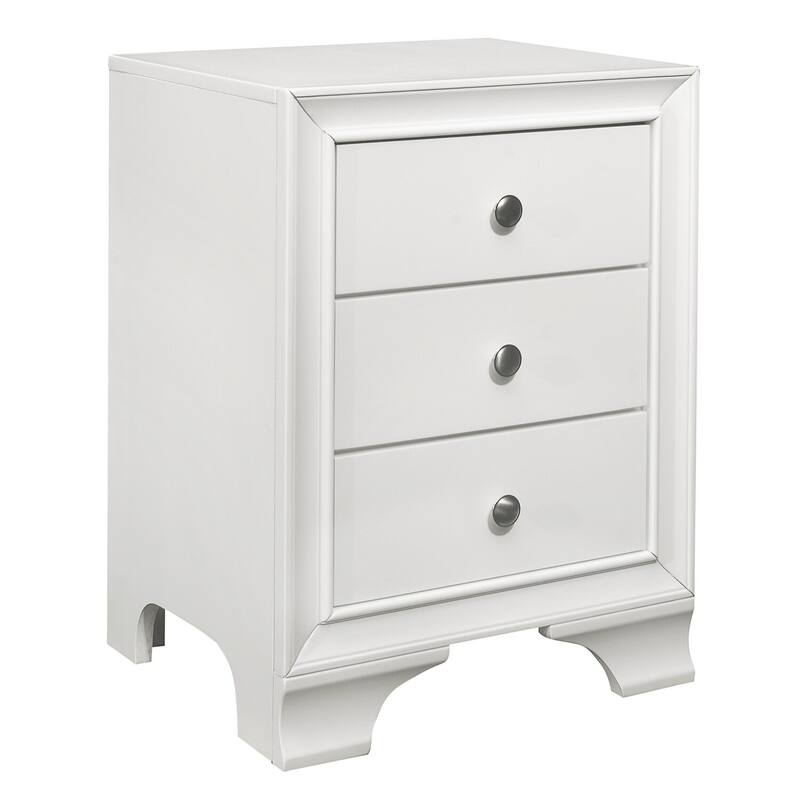 White/Chrome 3 Drawer 18 in. W Nightstand with Inbuilt Charging USB Port