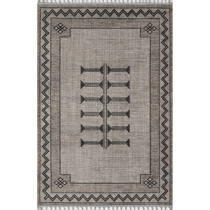 Momeni Rabat Geometric Polyester Black Area Rug - 5'3" X 7'6" - Black
