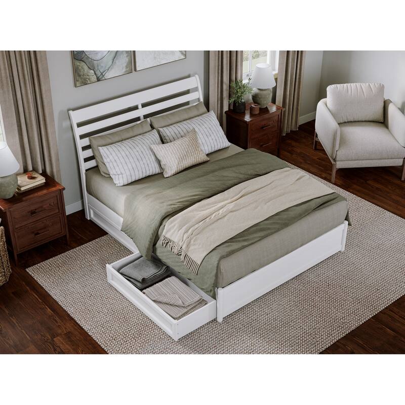 Emelie Platform Bed with Panel Footboard and Storage Drawers