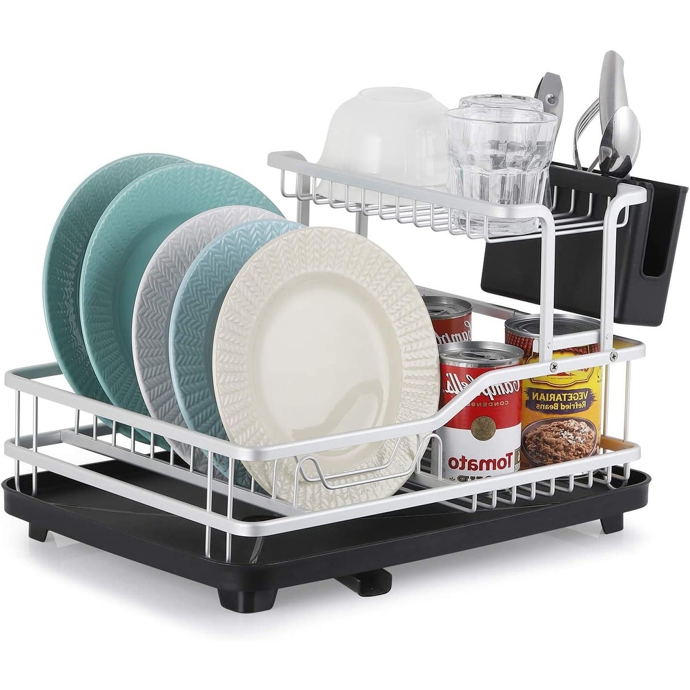 Aluminum Dish Drying Rack with Cutlery Holder, Silver - On Sale - Bed Bath  & Beyond - 35372365