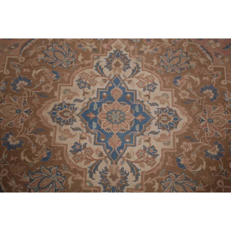 Pink Mashad Persian Vintage Area Rug Hand-Knotted Wool Carpet - 9'7"x 13'4"