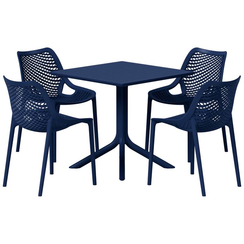 Frond and Form 4-Person Outdoor Square Dining Set - Navy Blue