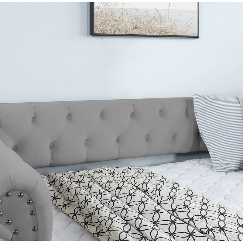 Daybed with Trundle Upholstered Tufted Sofa Bed