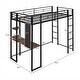 preview thumbnail 3 of 10, Twin Metal Loft Bed with 2 Shelves, 2 built-in ladders and Desk, Black