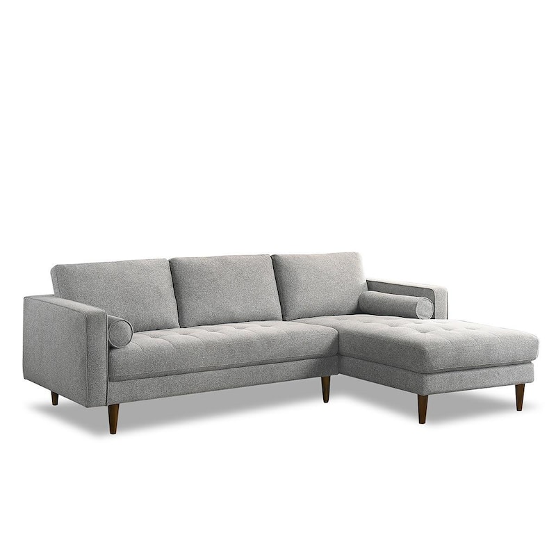 Diva Light Grey Fabric Modern Living Room Corner Sectional Couch
