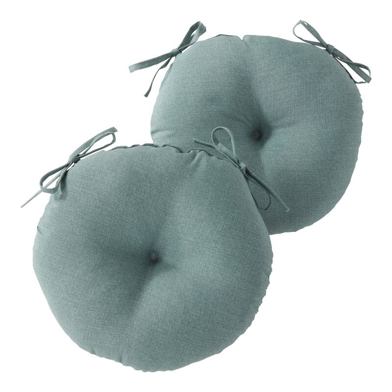 Outdoor 15-inch Round Bistro Chair Cushions (Set of 2) - Seaglass