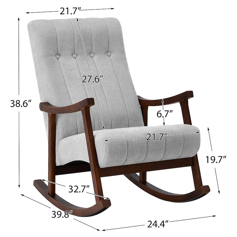 AVAWING Upholstered Rocking Chair Modern High Back Armchair