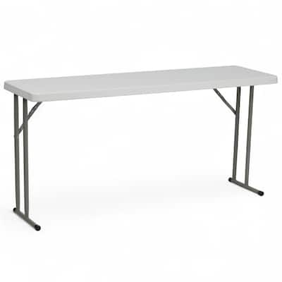 18"W x 60"L Rectangular Granite White Plastic Folding Training Table