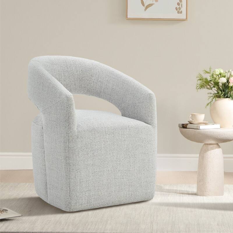 Spruce & Spring Joey Barrel Accent Chair with Casters for Living Room, Office, or Reading Nook