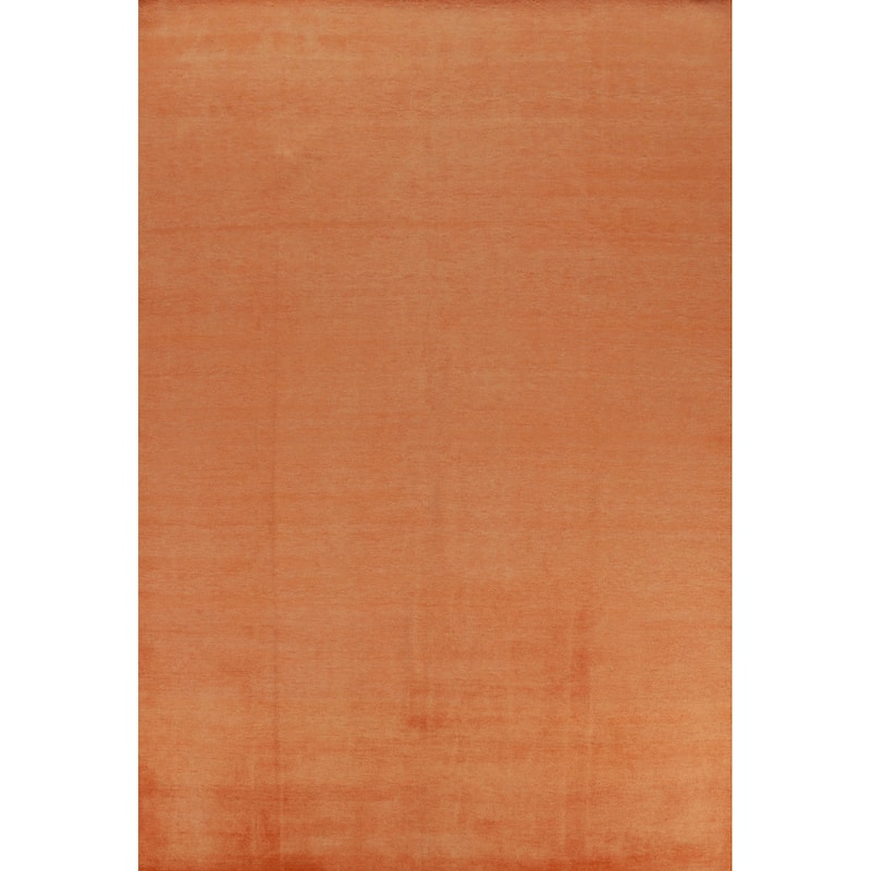 Hand Knotted Oriental 100% Wool Carpet Modern Solid Oranges & Rust Gabbeh Area Rug - 12' 2'' X 9' 0''