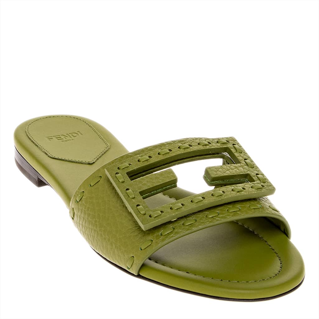 Fendi Baguette Leather Slides