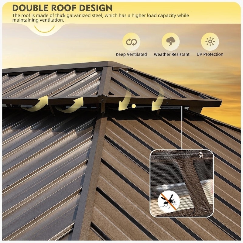 Outdoor Hardtop Gazebo with Galvanized Steel Double Roof & Aluminum Frame, Outdoor pergola with Premium Curtains and Nettings