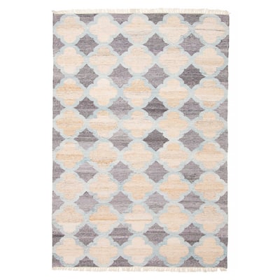 ECARPETGALLERY Flat-Weave Ankara FW Beige Wool Kilim - 5'3 x 7'10