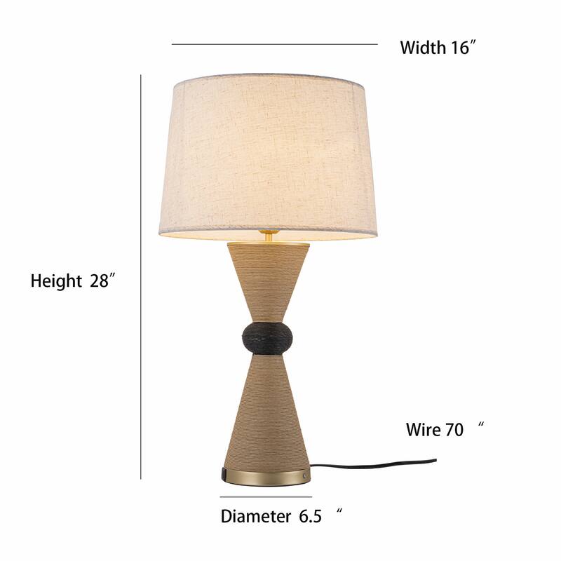 Alba 28" Rattan Table Lamp with USB 3-Way Touch Dimmer - 28 in.
