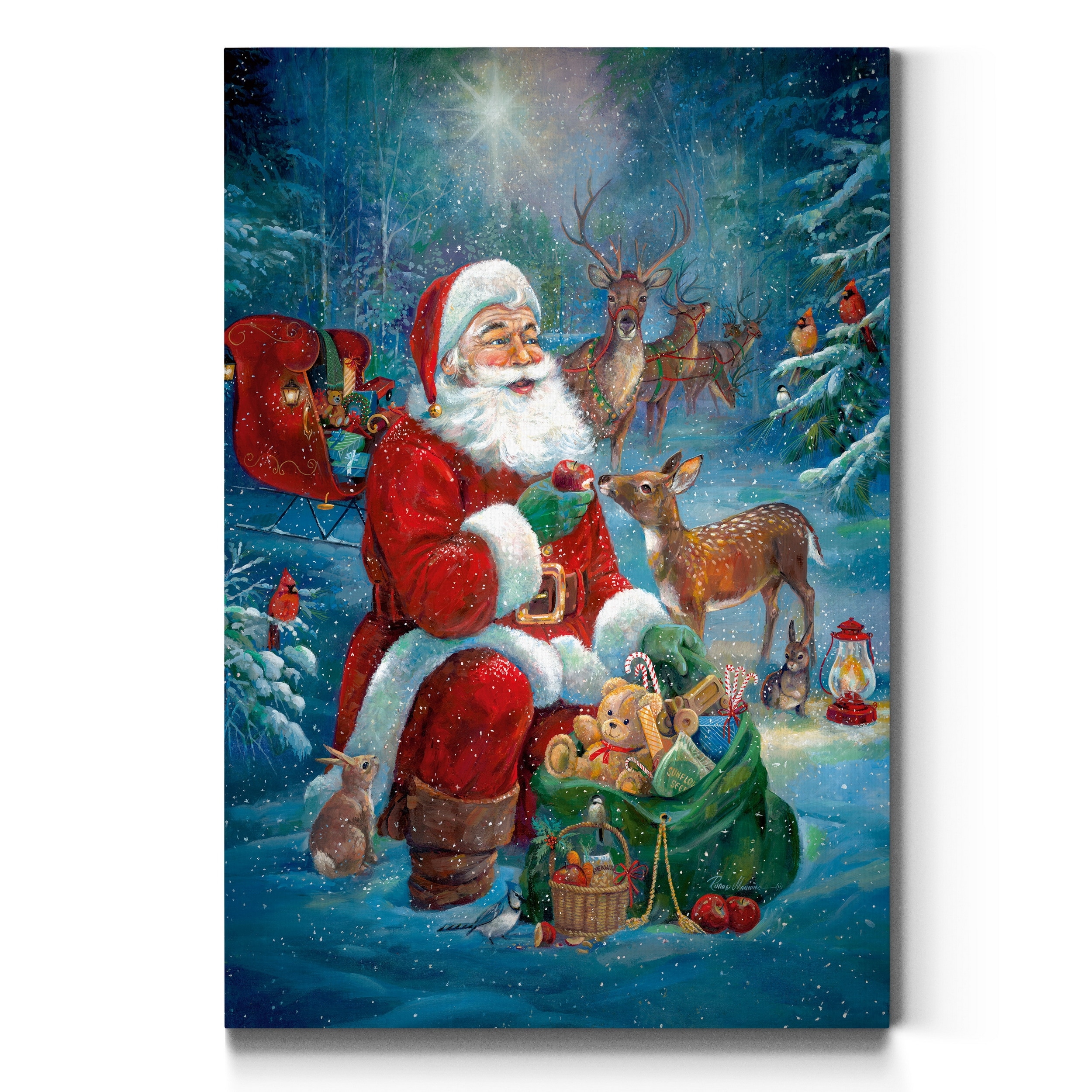 Santa's Woodland Friends-Premium Gallery Wrapped Canvas - Ready to Hang