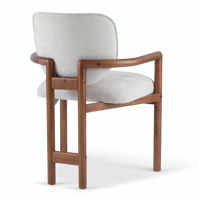Set of 2 Upholstered Arm Chairs with Rubber Wood Accent Legs