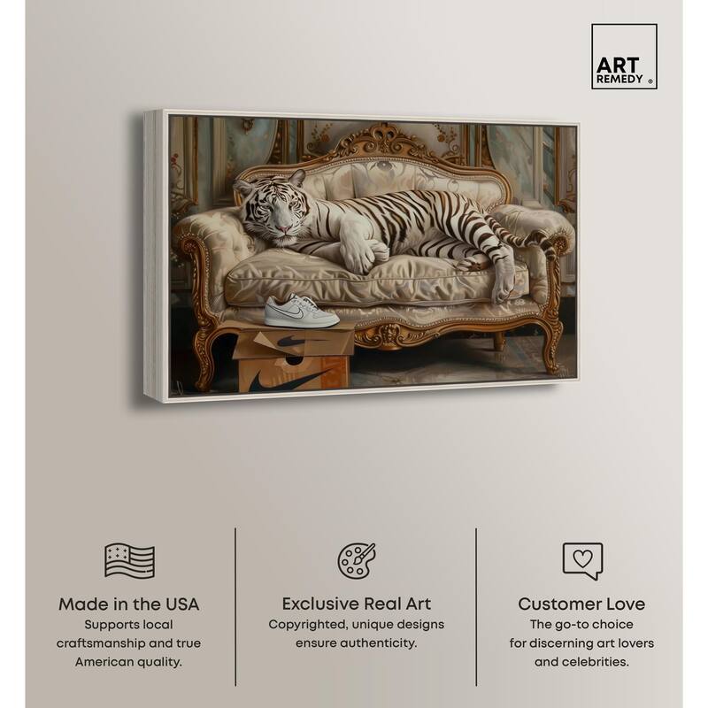 Lounging Sneaker Tiger Canvas by Art Remedy