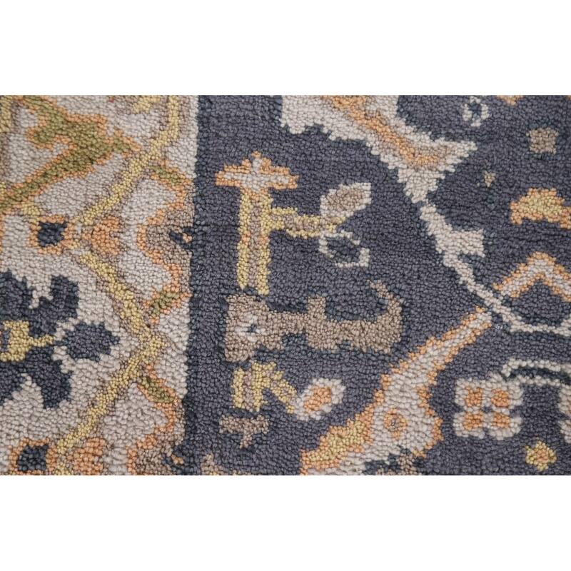 Blue Oushak Runner Rug Hand-knotted Wool Carpet - 2'6"x 9'11"