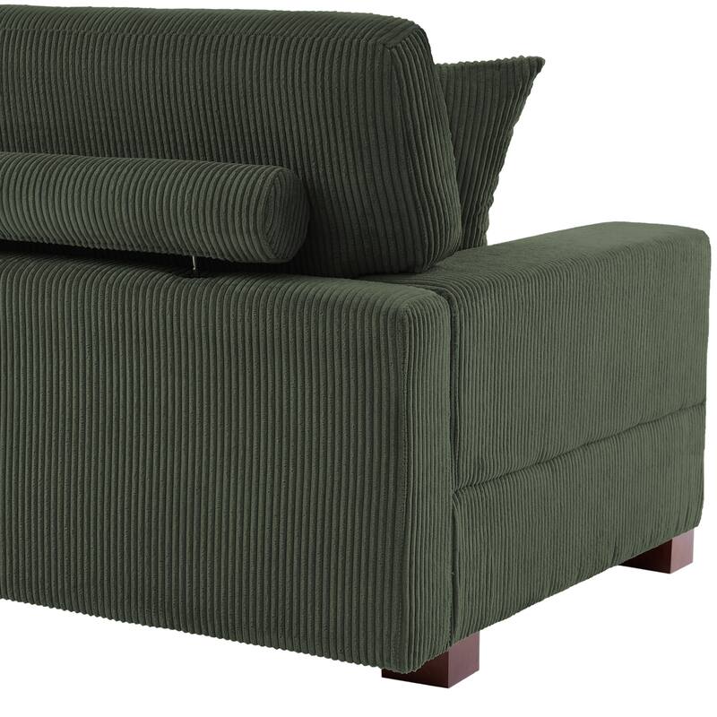 Corduroy Couch Modular Sectional Sofa with Pillows