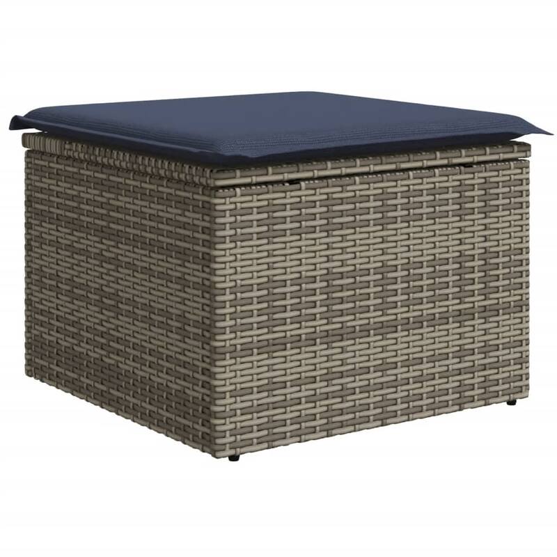 vidaXL Garden Sofa Set Gray PE Rattan, Powder-coated Steel, 100% Polyester - 24.4 x 25.8 x 27.2