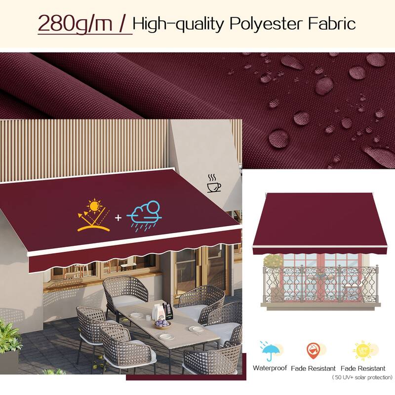 AECOJOY Manual Retractable Patio Awning Outdoor Sunshade Shelter (Cover Only)