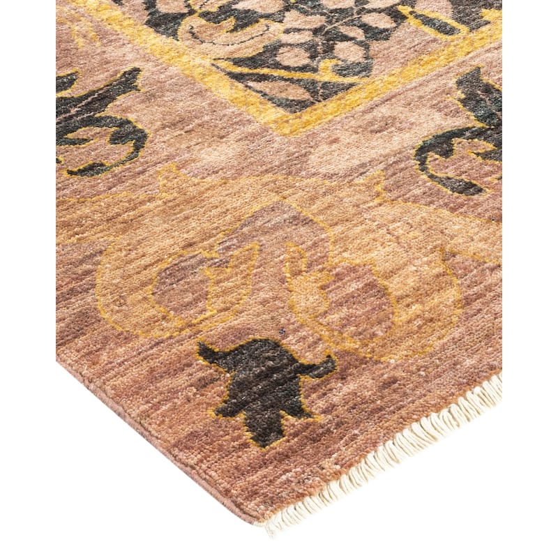 Overton Hand Knotted Wool Vintage Inspired Modern Contemporary Arts & Crafts Black Area Rug - 9' 2" x 11' 8"