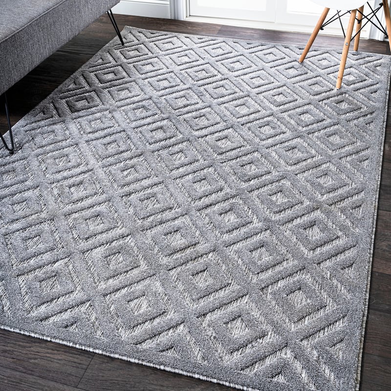 JONATHAN Y Ankara Neutral Diamond Trellis Indoor/Outdoor Area Rug