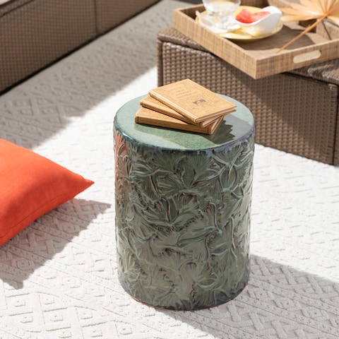 Marteen Indoor/ Outdoor Floral 18-inch Garden Stool