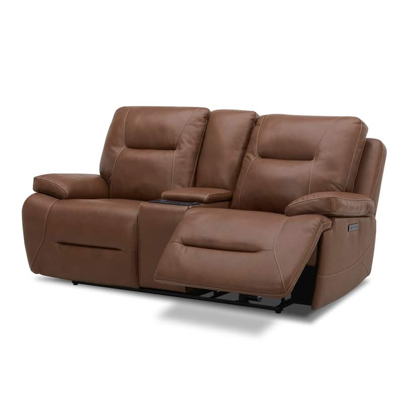 Liberty Furniture Cameron Power Recline Loveseat with Console Brown Leather - Width 81" x Depth 39" x Height 41"