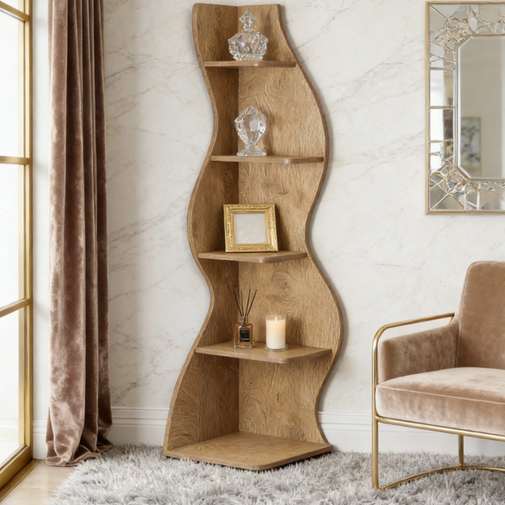 5-Tier Tall Bookshelf with Wavy Design, 69.88